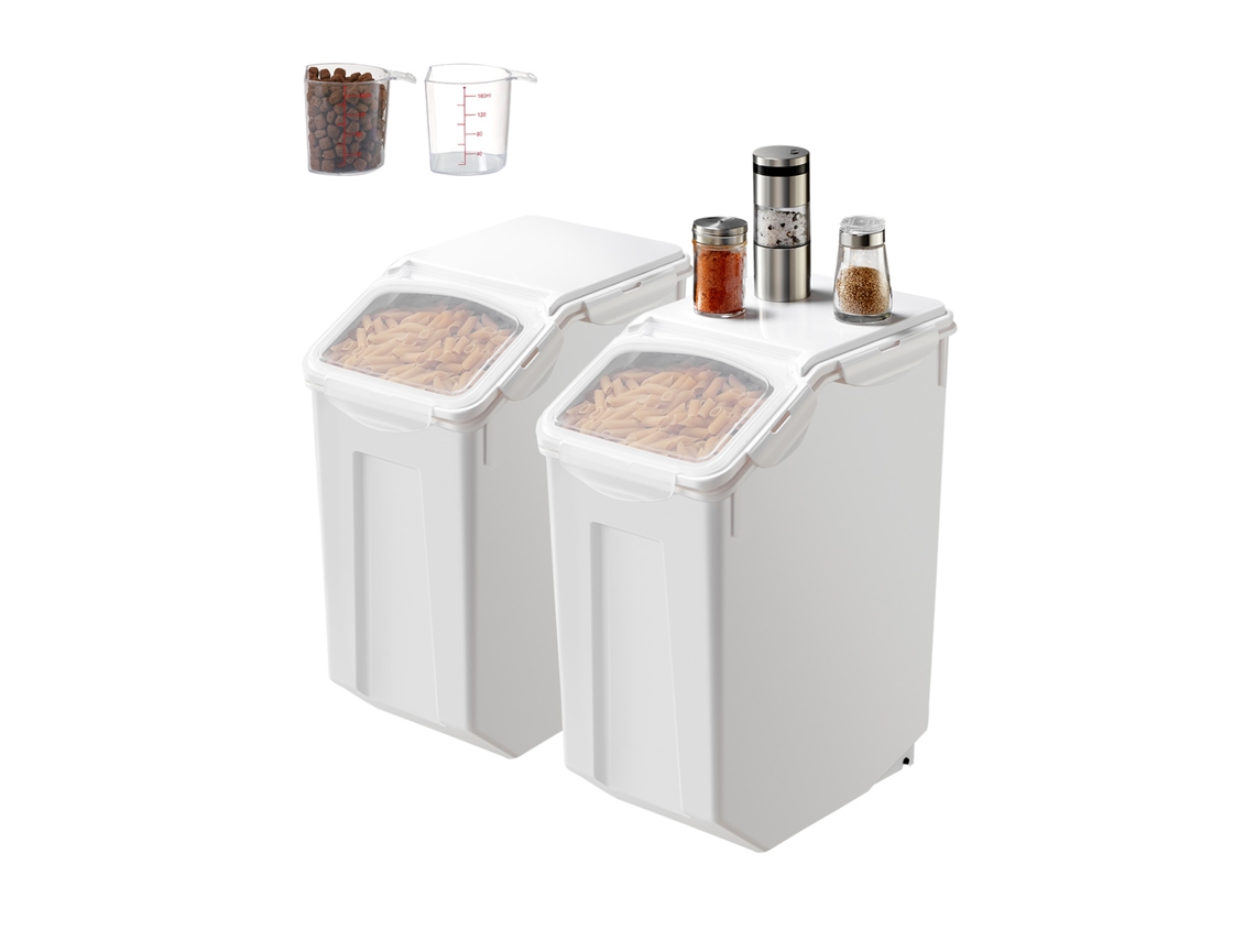 Recipiente Grande Para Armazenar Ingredientes Succebuy 4,5 Galões/20l Pote Hermético Para Farinha De Cozinha (2 Unidades)
