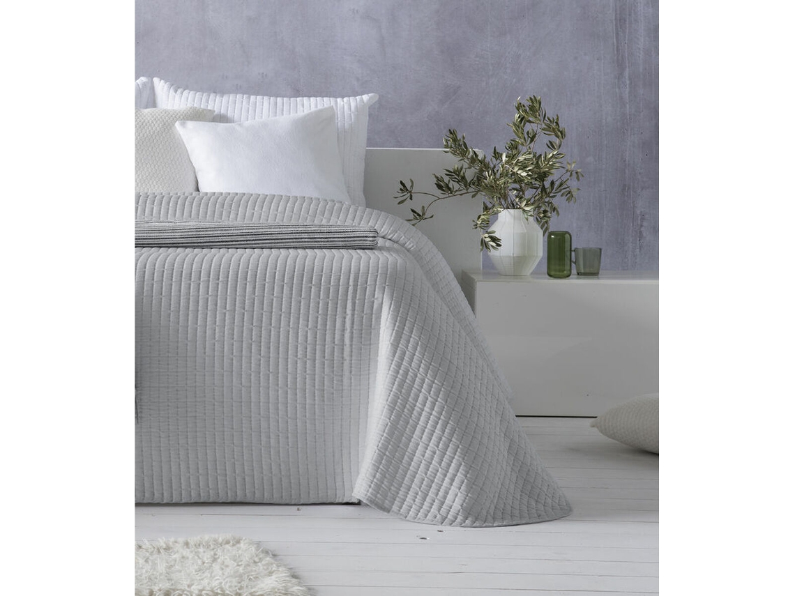 Colcha HOSTELINE AGNES (Cinzento Pérola - 230 x 270 cm)