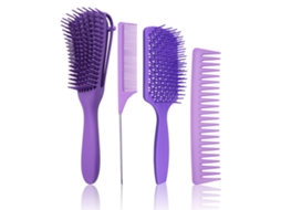 Conjunto De 4 Pentes De Estilo Profissional Para Cabelo Prensagem Seca E Molhada Para Mulheres Roxo