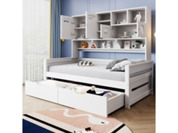 Sofá-cama Madeira 90x200 Com Gavetas E Ripas Na Cor Branca