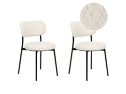 Juego De Sillas Tapizadas Modernas Beliani Casey De Bouclé Blanco 43x50x76