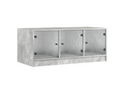 Mesa de Centro com Portas de Vidro Cinza Cimento MAISON EXCLUSIVE (102x50x42 cm)