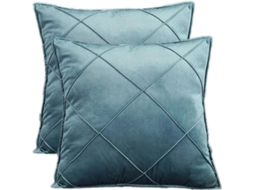 2026 2 Capas de Travesseiro de Veludo Quadrado 45x45 Cm Estilo Nórdico Xadrez Suave para Sofá Quarto Verde Claro