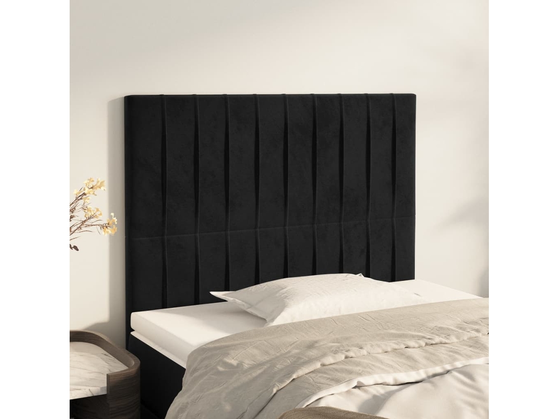 Vidaxl Cabeceira Preta 90x5x118/128 Cm Veludo