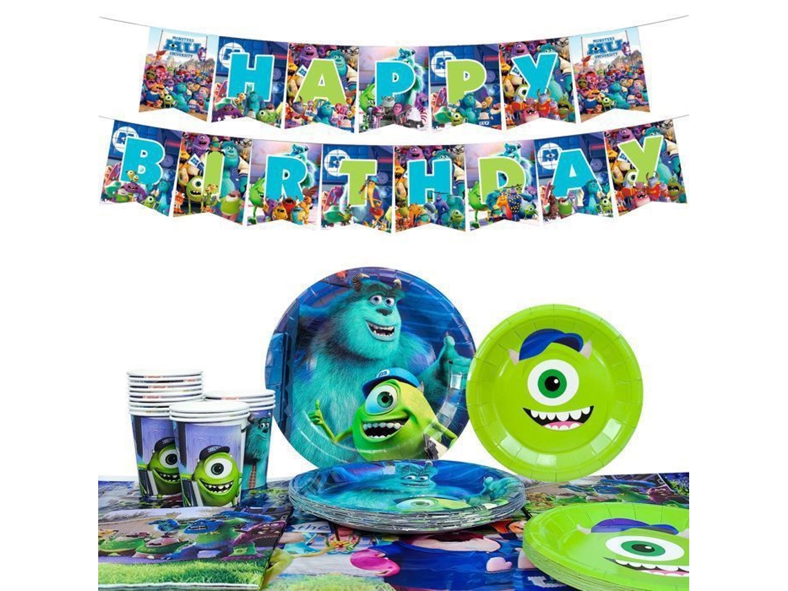 Decorações de Aniversário da Monsters Inc com Talheres e Artigos para Festa BRILVIBERA