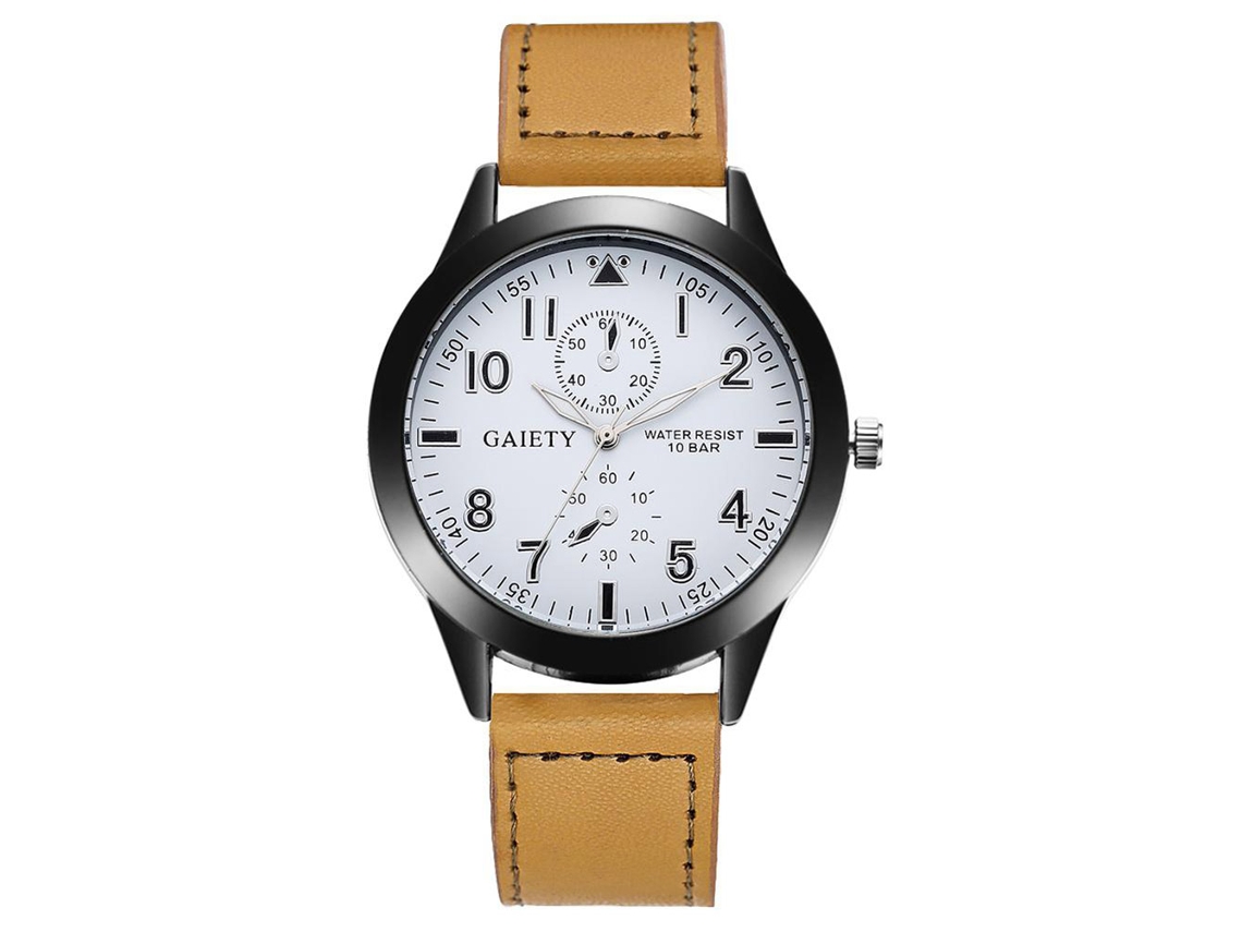 Reloj Hombre Gaiety Analógico De Cuarzo Con Correa De Pu Dial Redondo (caqui)