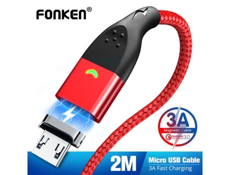 Cabo Micro Usb Magnético Ímã Usb Tipo C Cabo De Carregamento De Telefone 3a Cabo De Carregador Rápido Móvel Para Iphone Fonken