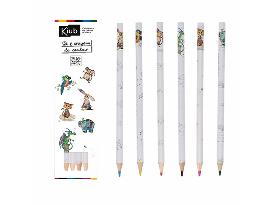 Conjunto de 6 Lápis de Cores Sortidas Kiub Kook