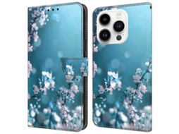 Capa Em Couro Pu Com Suporte Para Apple Iphone 16 Pro Max - Flores De Ameixa