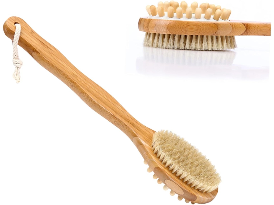Escova De Cuidados Corporais Dupla Face Ounona Com Cabo Longo Para O Chuveiro, Esfoliação Natural, Remove Impurezas E