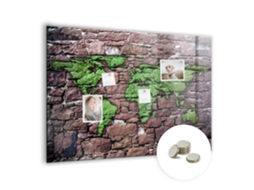 Quadro De Vidro Magnético Mapa-múndi De Tijolos Para A Sala De Estar Espelharte (100x70 Cm)