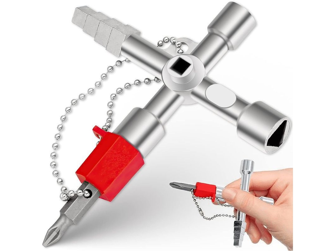 Chave universal 4 em 1 para medidores de água, energia, gás, radiadores e elevadores | S/MARCA