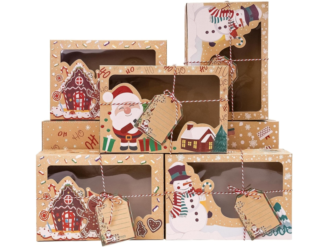 9 Caixas De Biscoitos De Natal – Caixas De Presente Kraft Com Tampas Para Doces, Doces, Confeitaria E Presentes De Festa