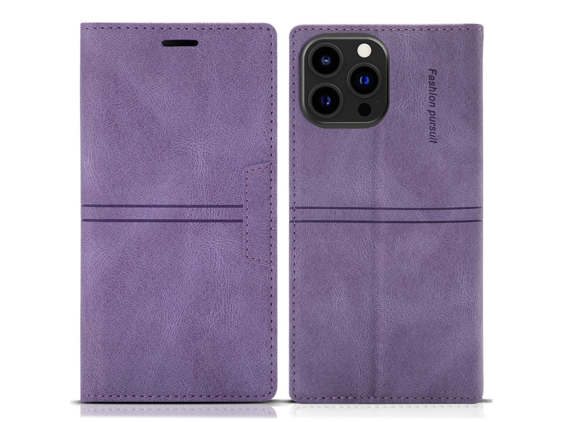 Capa Para Iphone 15 Pro Max Pele Sintética Roxo