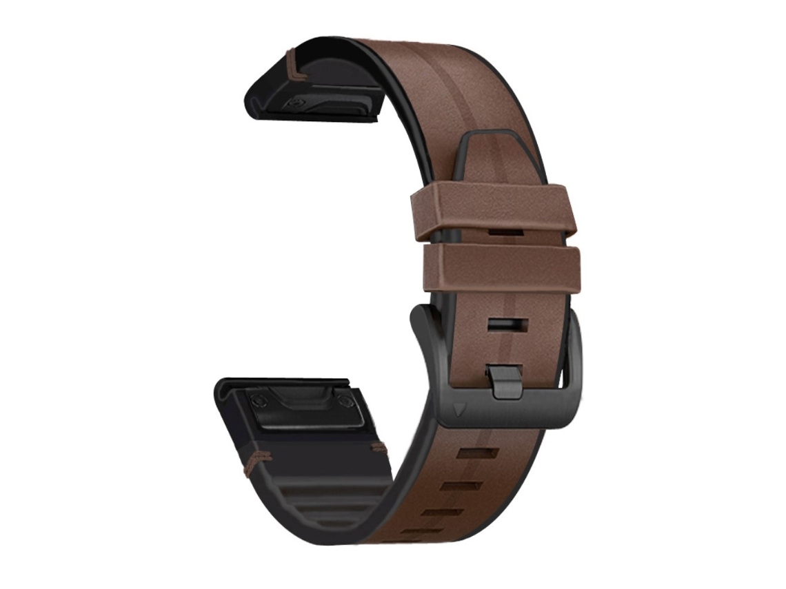Bracelete de Couro Genuíno para Garmin Fenix 7/6/5 Café