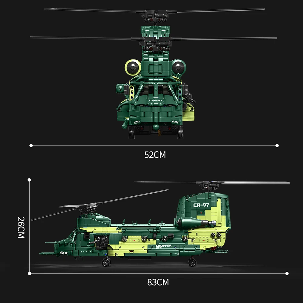 (1826 Peças) Modelo De Blocos De Montar Do Avião De Transporte Cr-97 Chinook