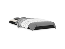 Estrutura de Cama de Solteiro Pequena Pinho Maciço Preto MAISON EXCLUSIVE (75x190 cm)