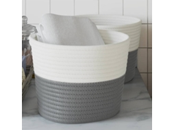 Vidaxl Cestos De Arrumação 2 Pcs Ø24x18 Cm Algodão Cinzento E Branco