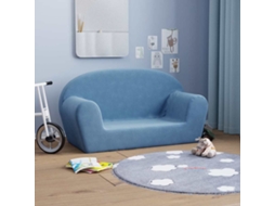 Vidaxl Sofá Infantil De 2 Lugares Pelúcia Macia Azul