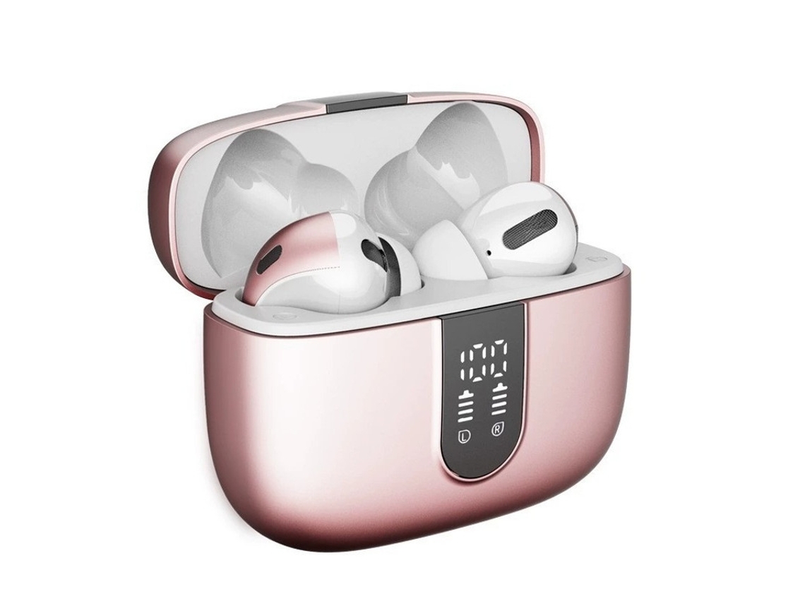 Auriculares Sem Fio Led Tecido Bluetooth Com Cancelamento De Ruído Rosa