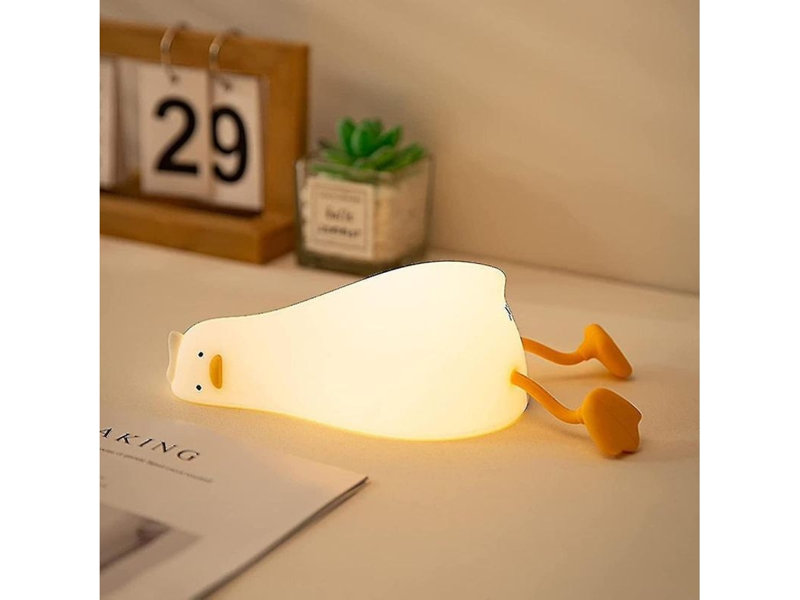 Lâmpada De Noite Pato Flexível Deitada, Lâmpada Led De Silicone Suave, 3 Níveis De Brilho, Presente Ideal