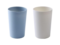 Copo Porta Escova Dentes Plástico 300ml Branco Azul