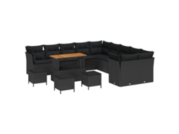 Maison Exclusive - Conjunto De Sofá De Jardim Com Almofada 14 Pcs Preto Vime Pe
