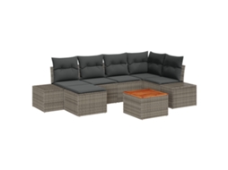 Conjunto 7 Conjunto De Sofás De Jardim Vidaxl Cinzento Vime Pe (55 X 55 X 37 Cm)