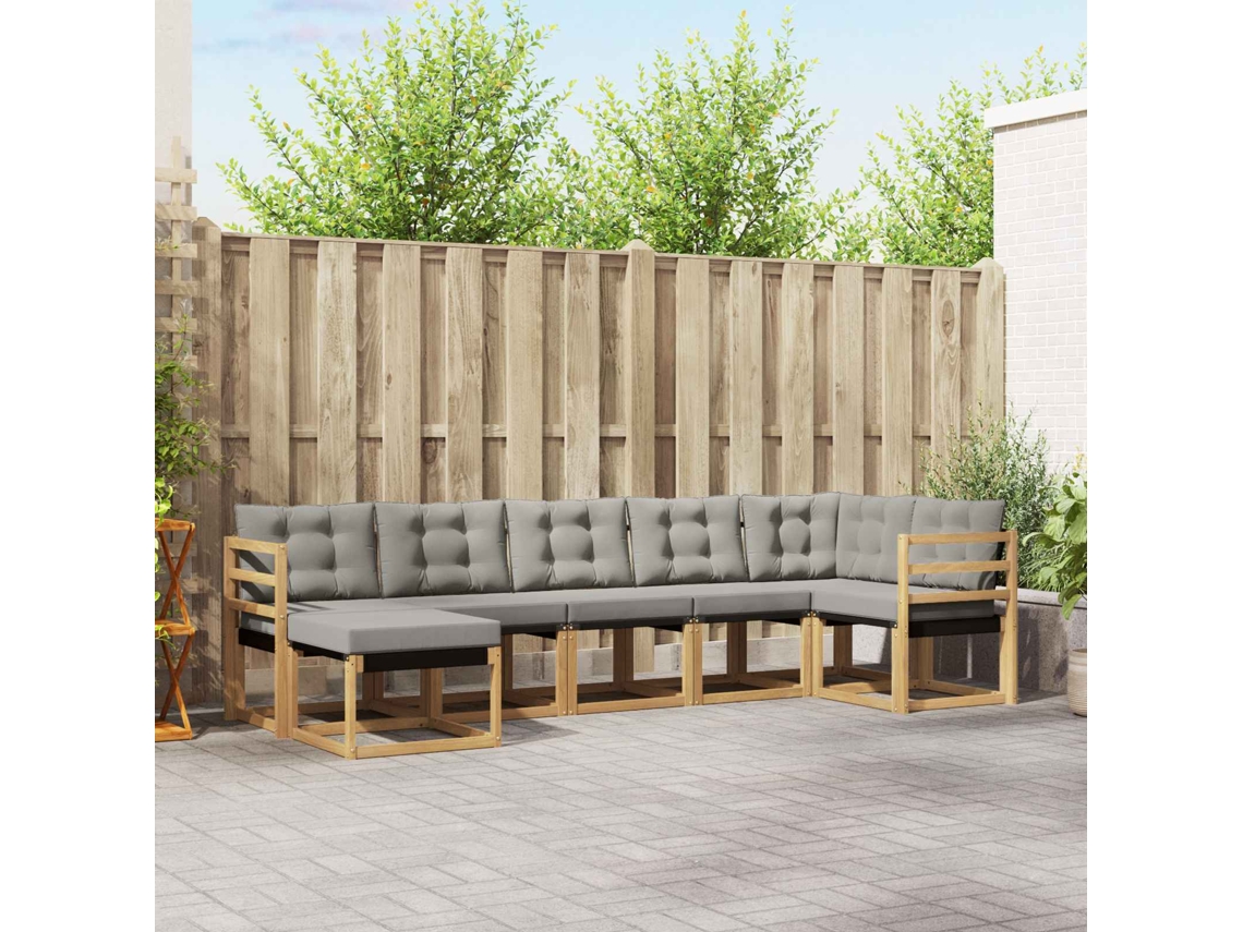 Vidaxl Conjunto De Sofás Para Exterior 7 Pcs Branco E Cinzento-claro