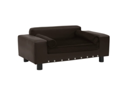 Vidaxl Sofá 81x43x31 Cm Pelúcia E Couro Artificial Castanho