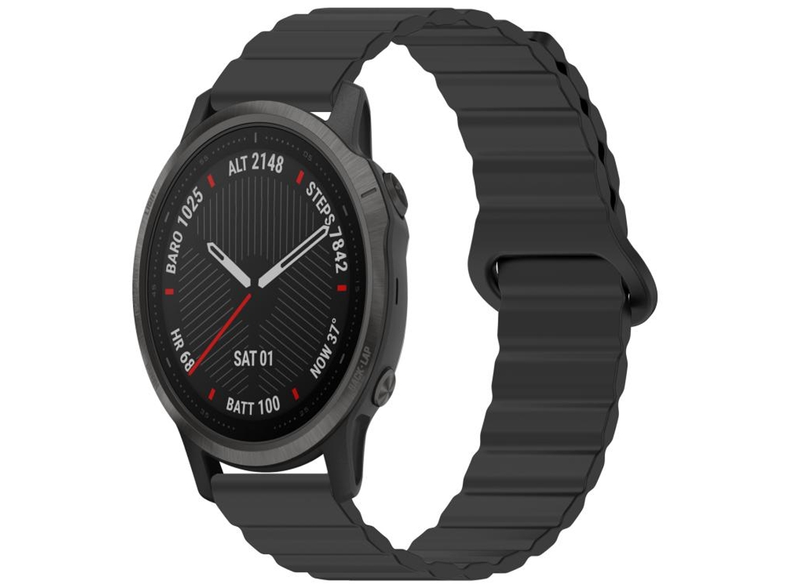 Bracelete para Garmin Fenix 8 / 7x / 6x / 5x Silicone Magnético Brilhante Preta XIAOMOYU (20mm)