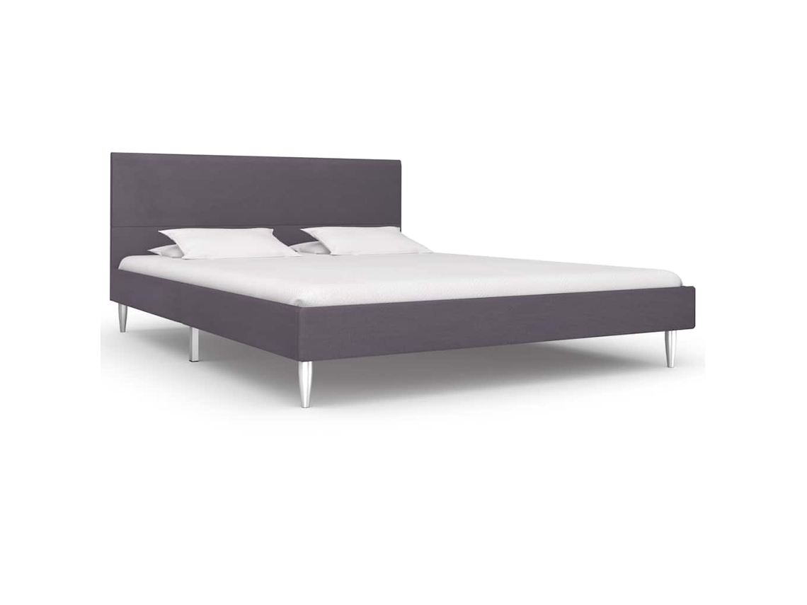 Estrutura Para Cama Sem Colchão 135x190 Cm Tecido Cinzento