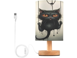 Abajur De Cabeceira Em Formato Gato Para O Halloween, Luminária De Cabeceira Led, Luminária De Leitura Com Cúpula Tecido