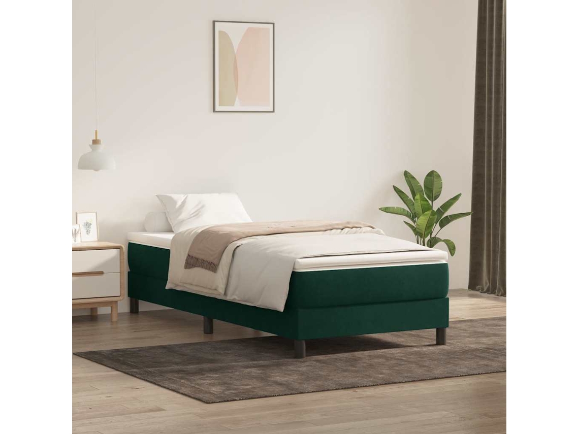 Vidaxl Cama Com Molas Sem Colchão 200x220 Cm Veludo Verde-escuro