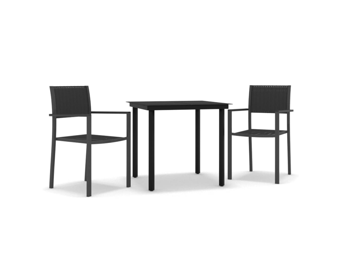 Maison Exclusive - 3 Pcs Conjunto De Jantar Para Jardim Preto