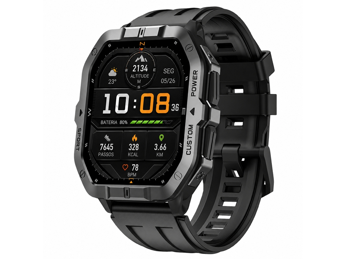 Smartwatch Chronus C32 Pro (gps - 2atm Para Natação - Bússola - Chamadas Bluetooth - Preto)