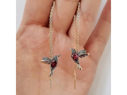 2026 aros de Colibrí de Oro Con Cadenas Largas Y Piedras Brillantes para Mujeres Y Niñas 2 Pares