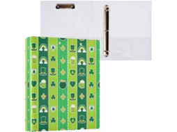 Pasta de 3 Argolas para Papel Tamanho Carta , Trevo São Patrício, Organizador Redondas com Pra (27,9 X 21,6 Cm)