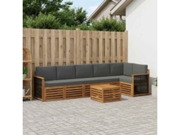 Vidaxl Conjunto De Sofá Sectional 6 Pcs Natural E Antracite