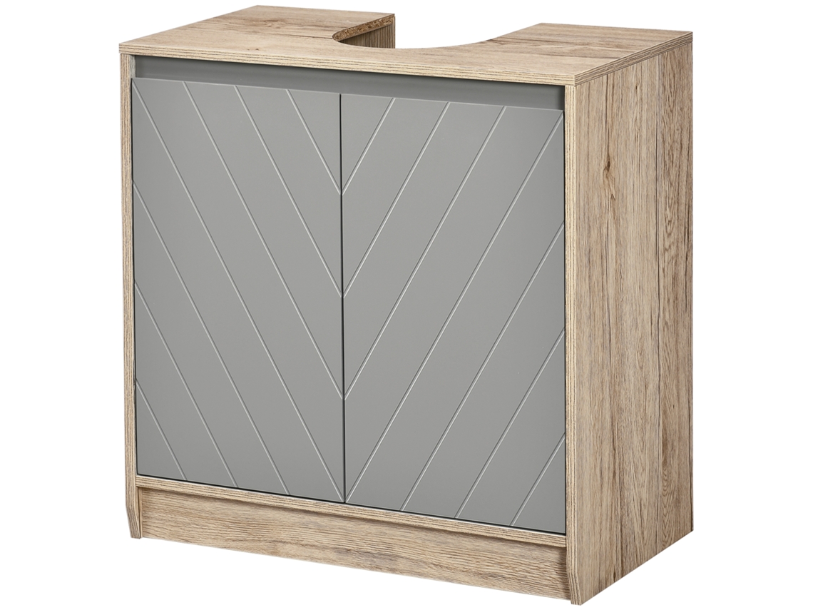 Armário Debaixo Da Pia Em Mdf Com Corte Para Pia, Com 2 Portas E 2 Prateleiras Ajustáveis, 60 X 30 X 60cm