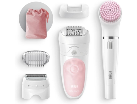 Depiladora BRAUN 5885 Silk Epil 5 (Arranque - Multi-zonas - Recarregável) Depiladora BRAUN 5885 Silk Epil 5 (Arranque - Multi-zonas - Recarregável) — W&D, Tec Senso-smart, Escova Face Spa