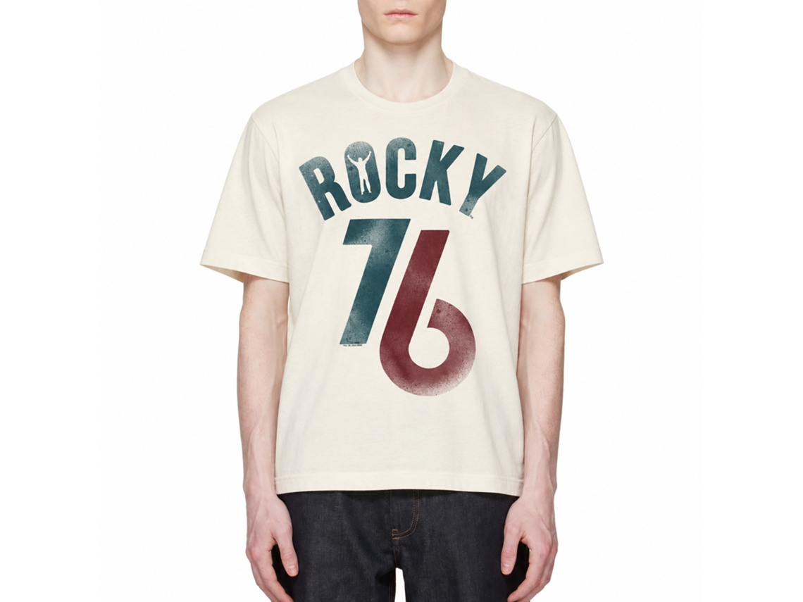 Rockinstone Rocky Movie '76 Solid Natural Adult T-shirt Size:xl