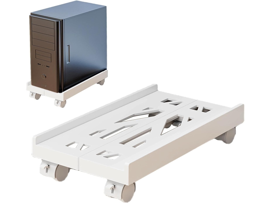 Suporte De Torre Para Pc Móvel Suporte Ajustável Para Cpu Suporte De Mesa Telescópico, Carrinho Para Computador Brilvibera (branco)