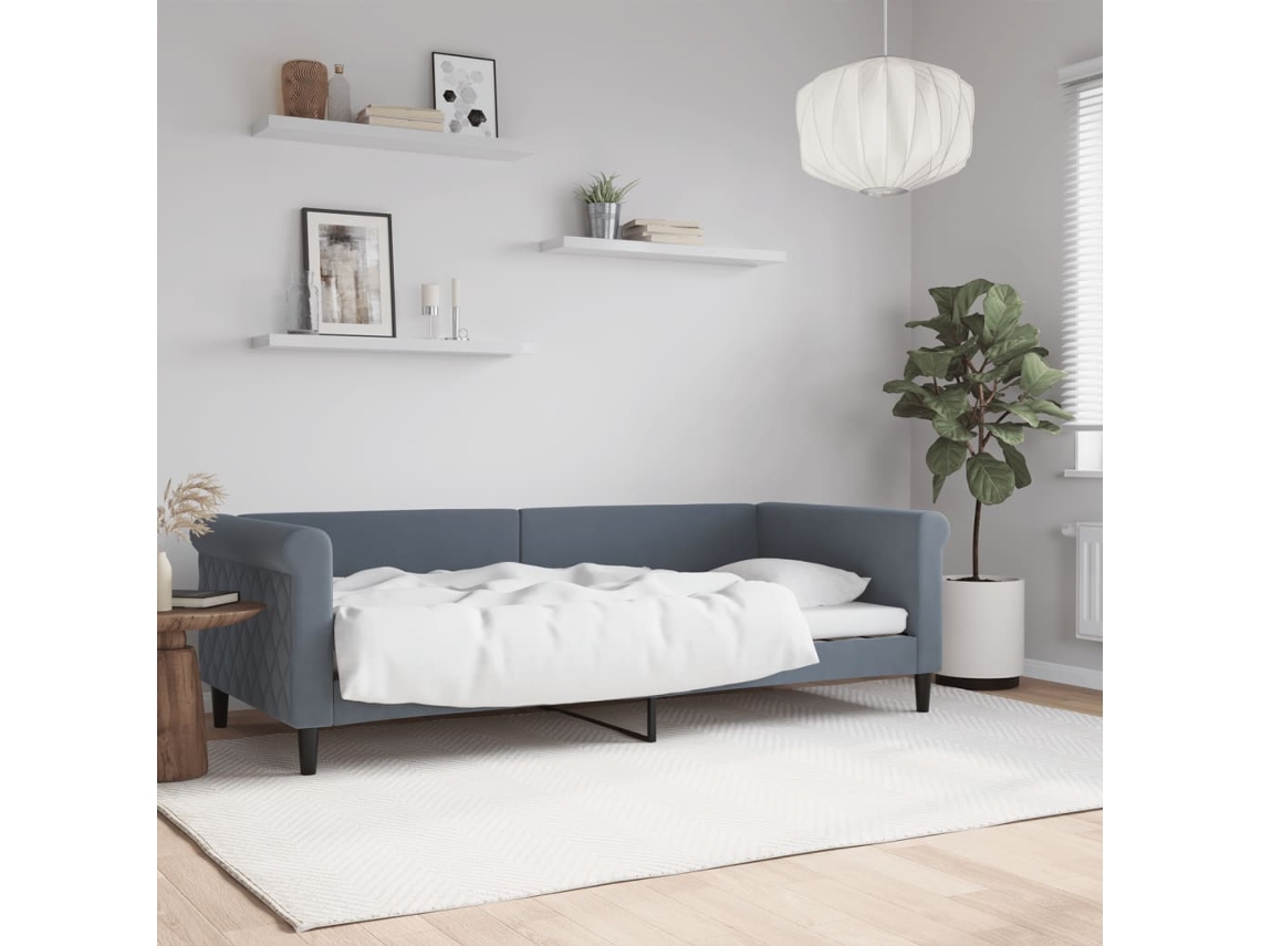 Vidaxl Sofá-cama 90x200 Cm Veludo Cinzento-escuro