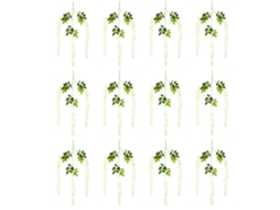 Laxiscreed Vaso Com 12 Ramos De Wisteria Artificial Branco Para Decoração