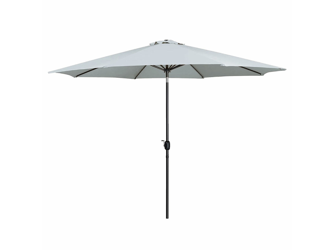 Guarda-chuva de aço 8 hastes D270 cm poliéster branco jardim, piscina, terraço Marbueno