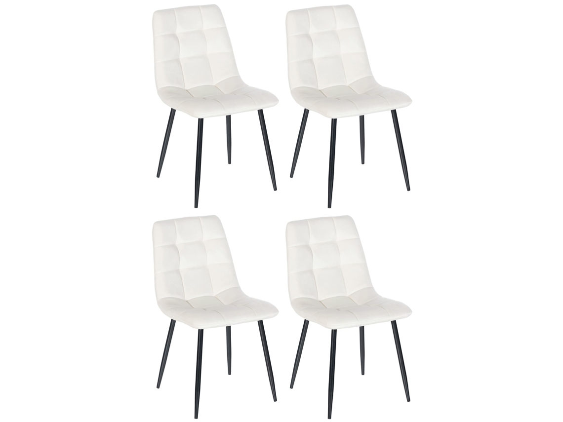 Conjunto de 4 cadeiras de jantar Antibes branco creme CLP