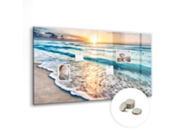 Quadro De Vidro Magnético Areia Do Mar Na Praia Para A Cozinha Espelharte (120x60 Cm)