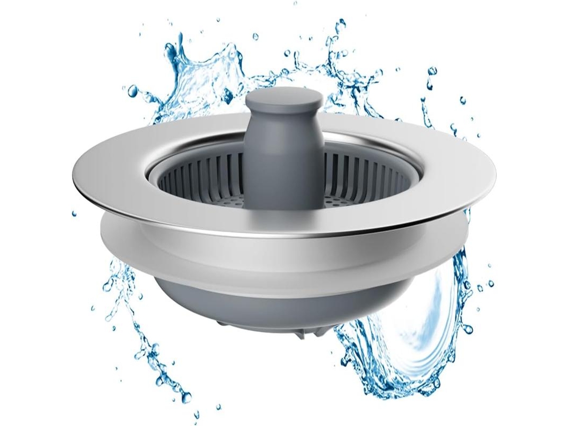 Coador E Tampa De Pia Combinados, Universal 3 Em 1 Em Aço Inoxidável Com Filtro Anti-entupimento