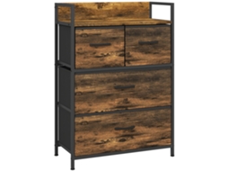 Cómoda de Quarto Tecido Não Tecido, Aço, Mdf Cor Castanho Rústico 60x29x85 cm Homcom
